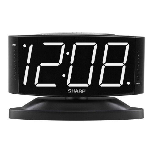 SHARP LED Alarm Clock Compatible Swivel Base Black with