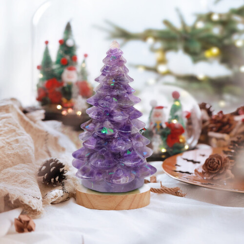 Mini Christmas Tree Purple Crystal 3.3 Inches
