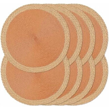 Ronde placemats van 38 cm (15 inch), gevlochten papier en PP, set van 8