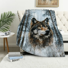 Coole Wolf Flanell-Überwurfdecke