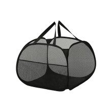 Opvouwbare wasmand van gaas met brede opening en zijpanelen