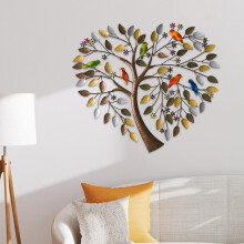 Scultura da parete in metallo a forma di albero e cuore, 45 cm x 45 cm