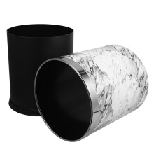 Poubelle en acier inoxydable blanc marbré 10 L
