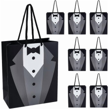 12 sacs cadeaux smoking noir et blanc