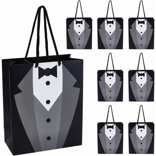 12 sacs cadeaux smoking noir et blanc