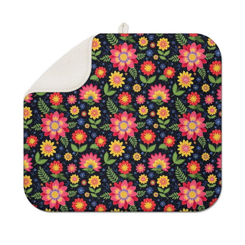 Tapete de secagem de louça com estampa floral