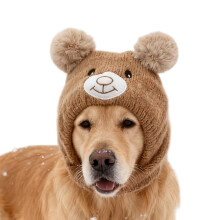 Washable Dog Holiday Hat Knitted Hat Weave Fabric Light-brown