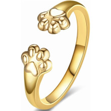 Anello regolabile in acciaio inossidabile con design a zampa di cane e gatto, perfetto per feste e matrimoni, elegante gioiello di tendenza.