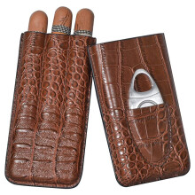 Humidor da viaggio in pelle per sigari, elegante regalo portatile dal design compatto e raffinato con set tagliasigari multifunzionale.