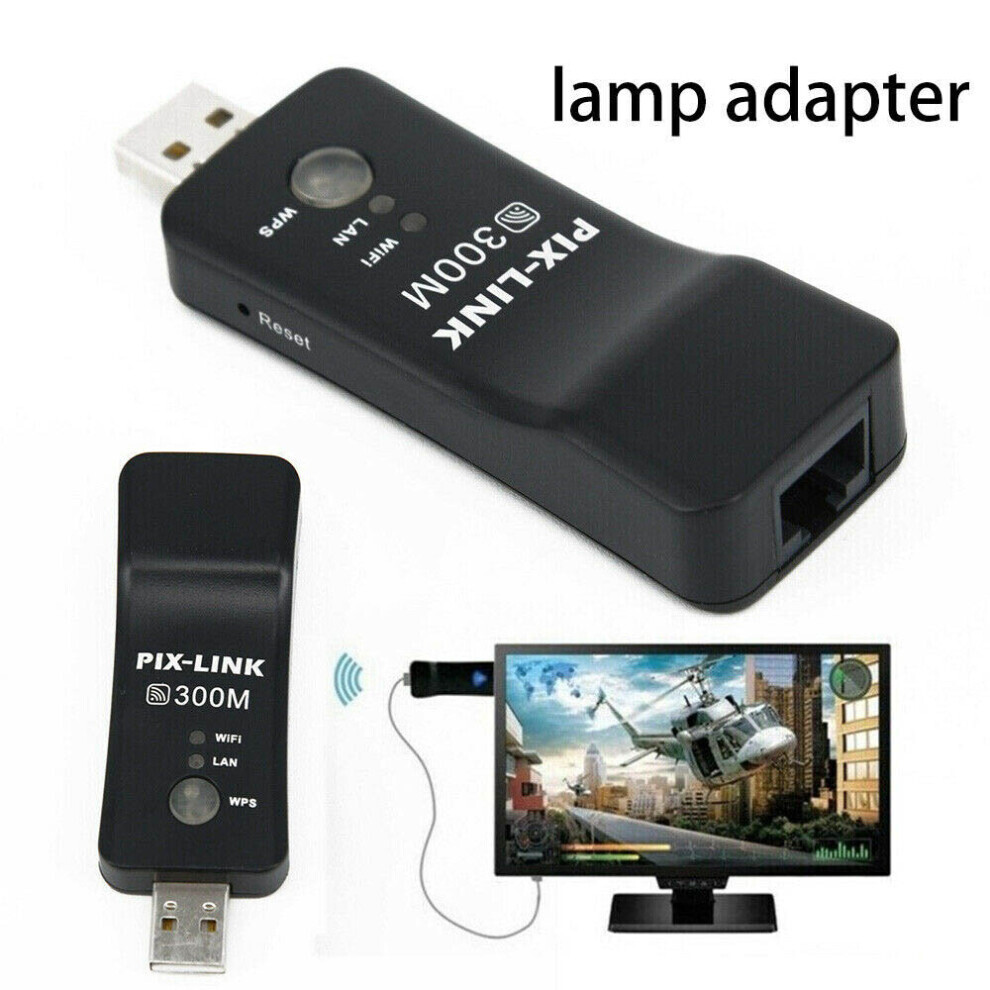 Smart Tv Lan Adapter Ethernet Wifi Wireless Dongle 300Mbps Rj45 Compatible With Tvs And Network Devices Black 4593862204939
