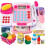 Caixa registradora de brinquedo infantil com scanner, microfone e calculadora eletrônica, conjunto de acessórios de comidinhas de brinquedo 1