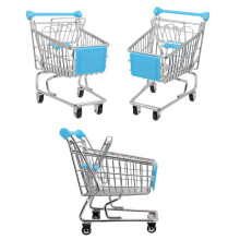 Mini carrello della spesa blu per bambini, in metallo, con ruote resistenti, ideale per giochi di ruolo e per giocare in casa.