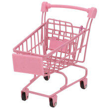 Carrinho de compras em miniatura, rosa, de ferro, decorativo, para escritório, casa ou qualquer outra ocasião. Ótimo item de colecionador.