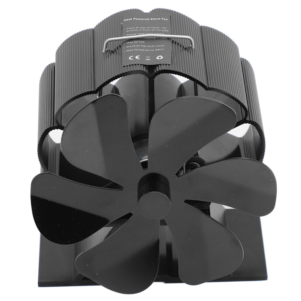 Wood Stove Fan 6 Blade Heat Powered Aluminum Alloy Fireplace Fan Black For Efficient Heat Circulation 8881200301065