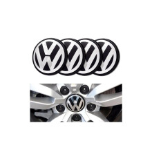 Conjunto de 4 emblemas autoadesivos prateados para calotas centrais de rodas de 56 mm, para substituição durável.
