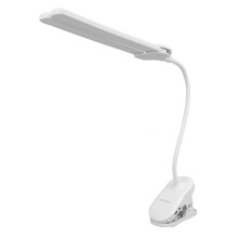 Luminária de mesa LED flexível com duas cabeças, bateria de 4000mAh, clipe e suporte, brilho ajustável para escritório em casa.