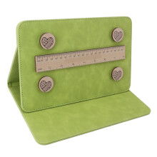 Organizador de tricô dobrável vintage verde, em madeira de faia com ímã de PU, durável e portátil.