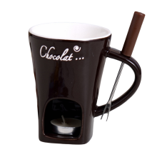 Conjunto de caneca para fondue de chocolate, ideal para preparar queijo, leite e creme. Panela de cerâmica marrom para sobremesas, perfeita