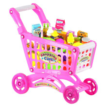 Ensemble de 56 pièces de chariot de courses rose, jouet pour enfants, jeu de rôle de supermarché avec accessoires