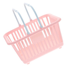 Panier de rangement rose en plastique avec poignée pour organiser la cuisine, le bureau, la salle de bain et le garde-manger ; organisateur