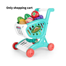Chariot de courses bleu pour enfants, accessoire de jeu de rôle pour l'éveil, cadeau idéal pour les jeux d'imitation, en plastique résistant