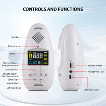 Lightweight Rechargeable Color Screen Metronome for Piano Guitar Guzheng, 1200mAh Battery, Compact Size 7 x 6 x 15.5 cm