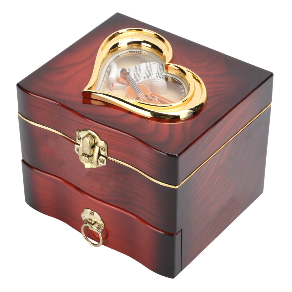 Hand Crank Music Box Brown With Rotating Dancer And 4 Compartments Wooden Decorative Gift For Home Display 7642208166206