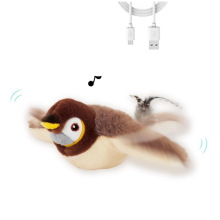 Interaktives Katzenspielzeug in Vogelform mit zwitscherndem Vogelgeräusch, beweglichen Flügeln und weichem Plüschkörper für drinnen zum Spie