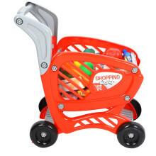 Chariot de courses factice pour tout-petits, avec roues, robuste et durable pour des jeux d'imagination.