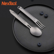 Titanium vork- en lepelset voor buiten, draagbaar kampeer- en picknickbestek, spork, tafelgerei voor op reis en buiten dineren.