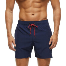 (M, Navy) Men S Swim Trunks With Zip Pocket Waterproof Drying Quick Swimsuit Bathing Shorts With Adjustable Drawstring-n