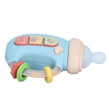 Babyflaschenförmiges Beißspielzeug mit Lichtern, Musik und beruhigenden Geräuschen, blau, für Babys und Kleinkinder