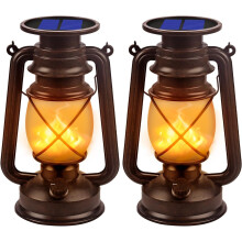 Solar hanglantaarns met flikkerende LED-vlam – 2 stuks