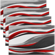 Set van 4 linnen placemats, 45 x 30 cm, modern golvend streepmotief