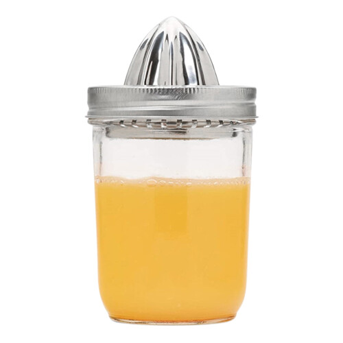 Låg til juicer i rustfrit stål, mason-krukke, til bredåbningsglas