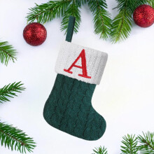 Mini kötött karácsonyi harisnya 21,5 cm monogramos kezdőbetűvel