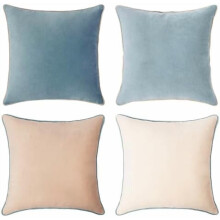 Set van 4 fluwelen kussenhoezen – 45,7 x 45,7 cm, beige en turquoise