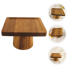 Suporte de madeira para bolo com pedestal – Bandeja quadrada para servir