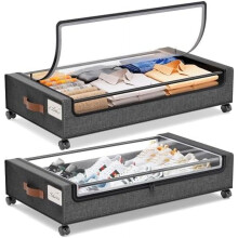 Lot de 2 tiroirs de rangement sous le lit avec roulettes, 30,7 x 16,9 x