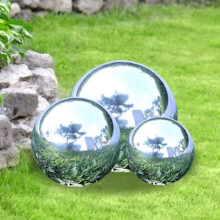 Reflekterande trädgårdsboll i rostfritt stål, 15 cm