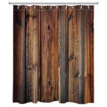 Duschvorhang aus Holz, 152 x 183 cm, rustikal braun, Polyester