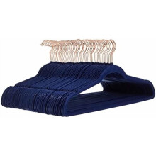 Lot de 50 cintres fins en velours antidérapants pour costumes, noir et or rose.