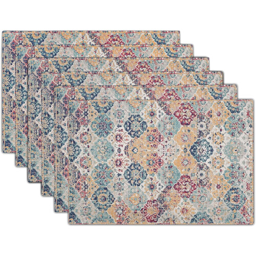 Boho linnen placemats set van 6, 18x12 inch