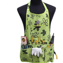 Gartenschürze mit 14 Taschen, 600D Oxford-Gewebe, verstellbar für Gartenarbeiten, Grün