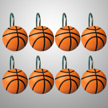 Crochets de rideau de salle de bain FRCOLOR motif basketball (12 pièces)