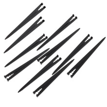 Estacas para manguera de jardín, varillas de fijación de plástico para sistema de riego por goteo, 14,5 cm, negras, paquete de 100 unidades