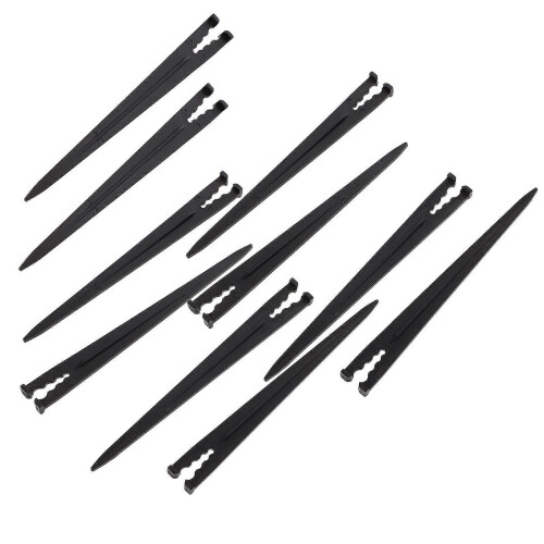 Garden Hose Spikes, Plastic Fixing Rods for Drip Irrigation System, 14.5cm, Black, 100-Pack