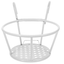 Supporto in metallo bianco per vaso di fiori, da appendere per piante da balcone o giardino.