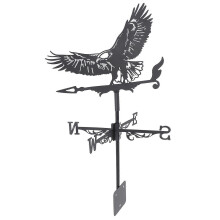Adelaar windwijzer voor dak en tuin, ijzeren windrichtingaanwijzer, zwarte buitenbeelddecoratie