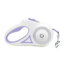 Guinzaglio retrattile per cani, viola, telescopico, 3M 5M, resistente, per passeggiate e controllo.